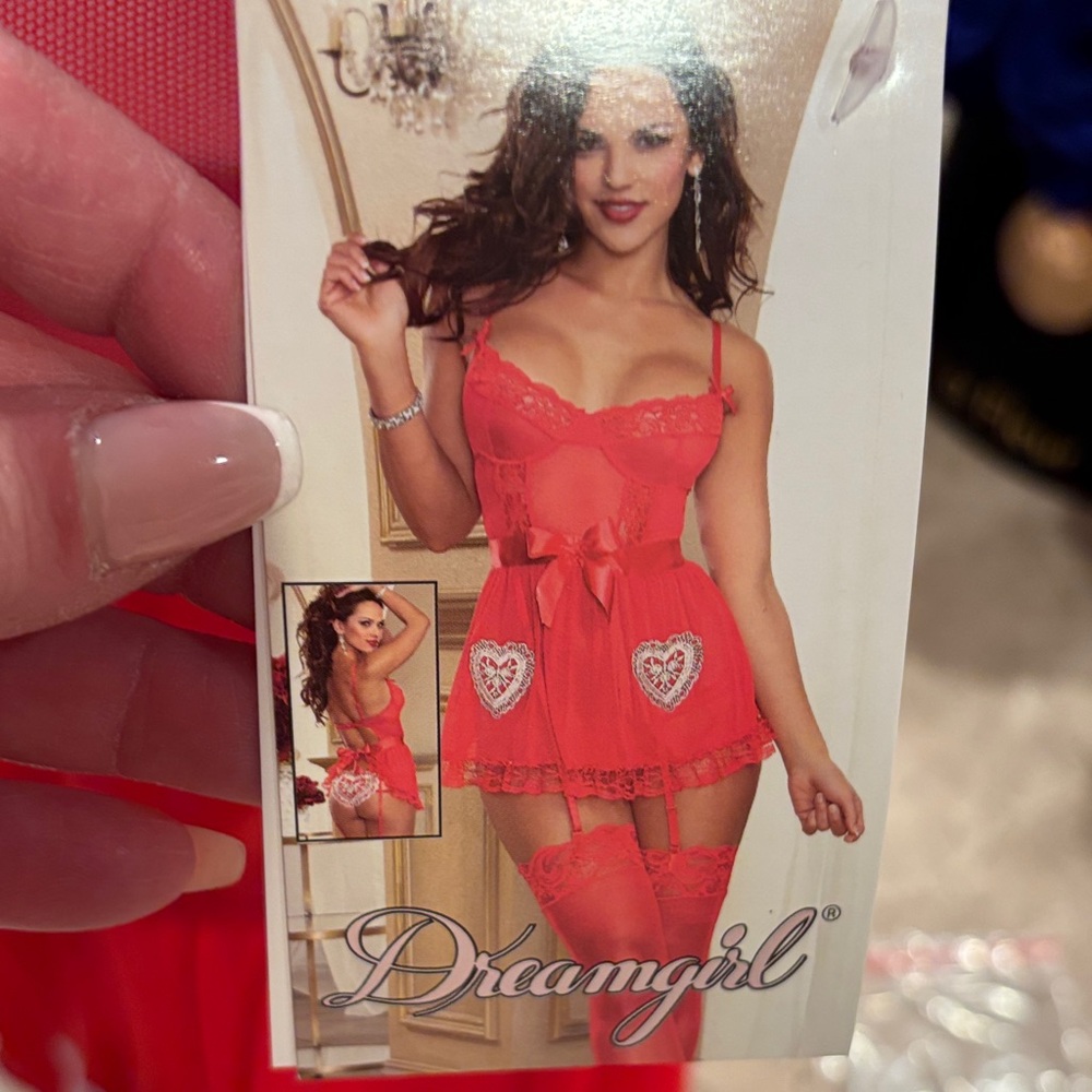 Dreamgirl Red Lace Chemise with Bow Accent